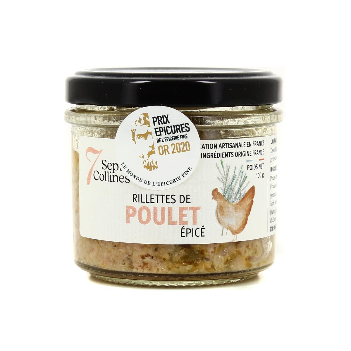 RILLETTES DE POULET ÉPICÉ 7 COLLINES 100G