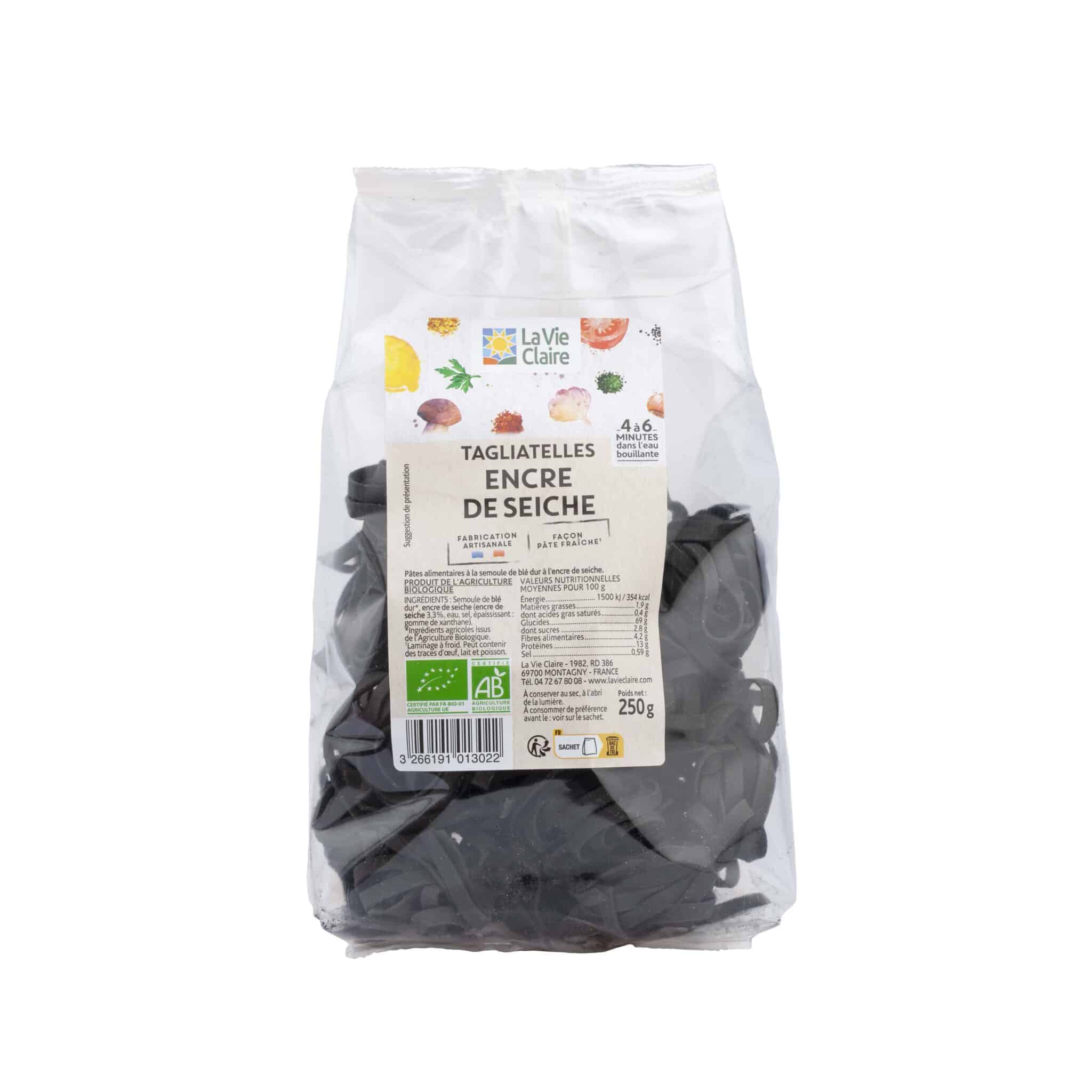 PÂTE TAGLIATELLE BIO À L'ENCRE DE SEICHE BIO FERME DU CHAT 300G