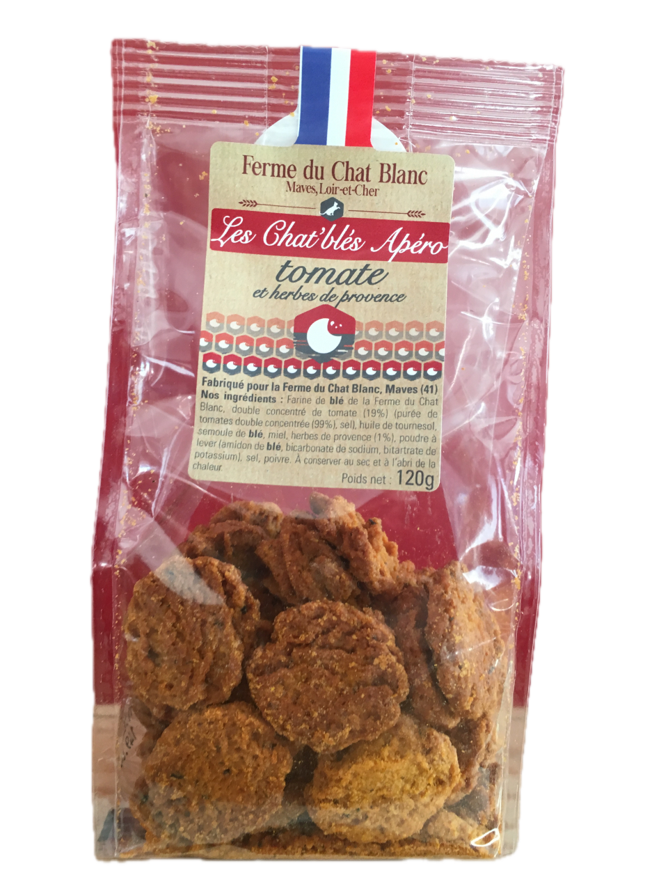 LES CHAT'BLES TOMATE HERBES DE PROVENCE FERME DU CHAT BLANC 120G