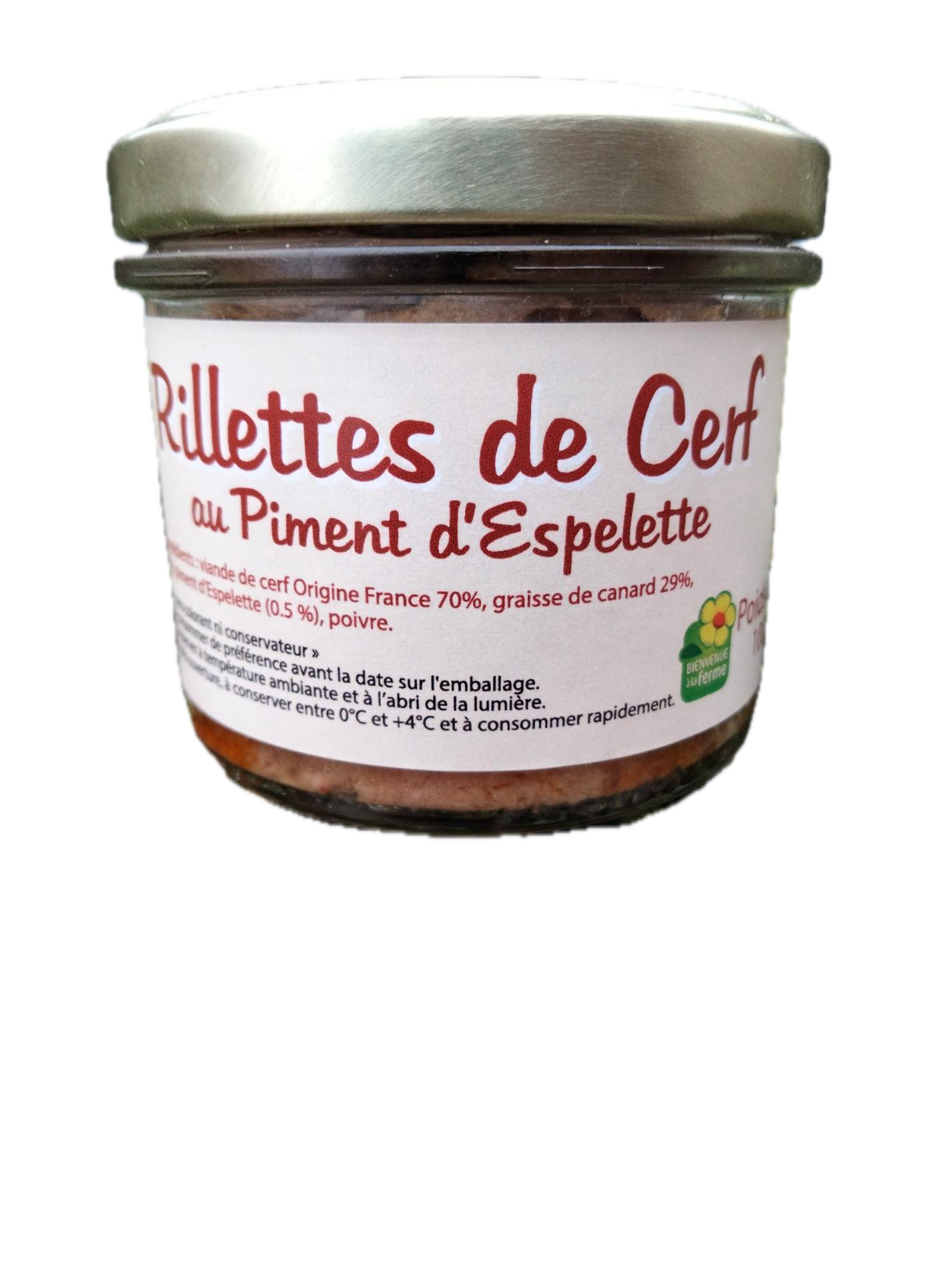 RILLETTES DE CERF AU PIMENT D'ESPELETTE LA FERME DE L'ÉTANG 100G