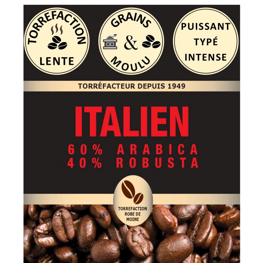 CAFE GRAINS MÉLANGE ITALIEN VRAC CAFÉ HENRI