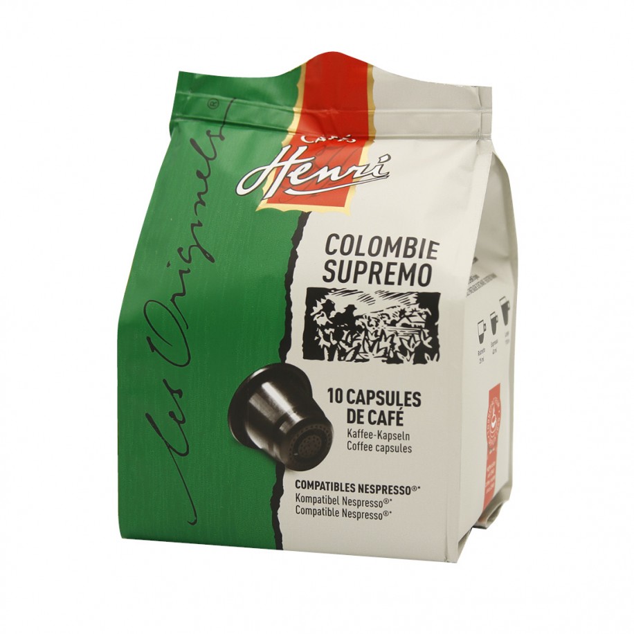 CAPSULES COLOMBIE SUPREMO CAFÉ HENRI 10 PIÈCES