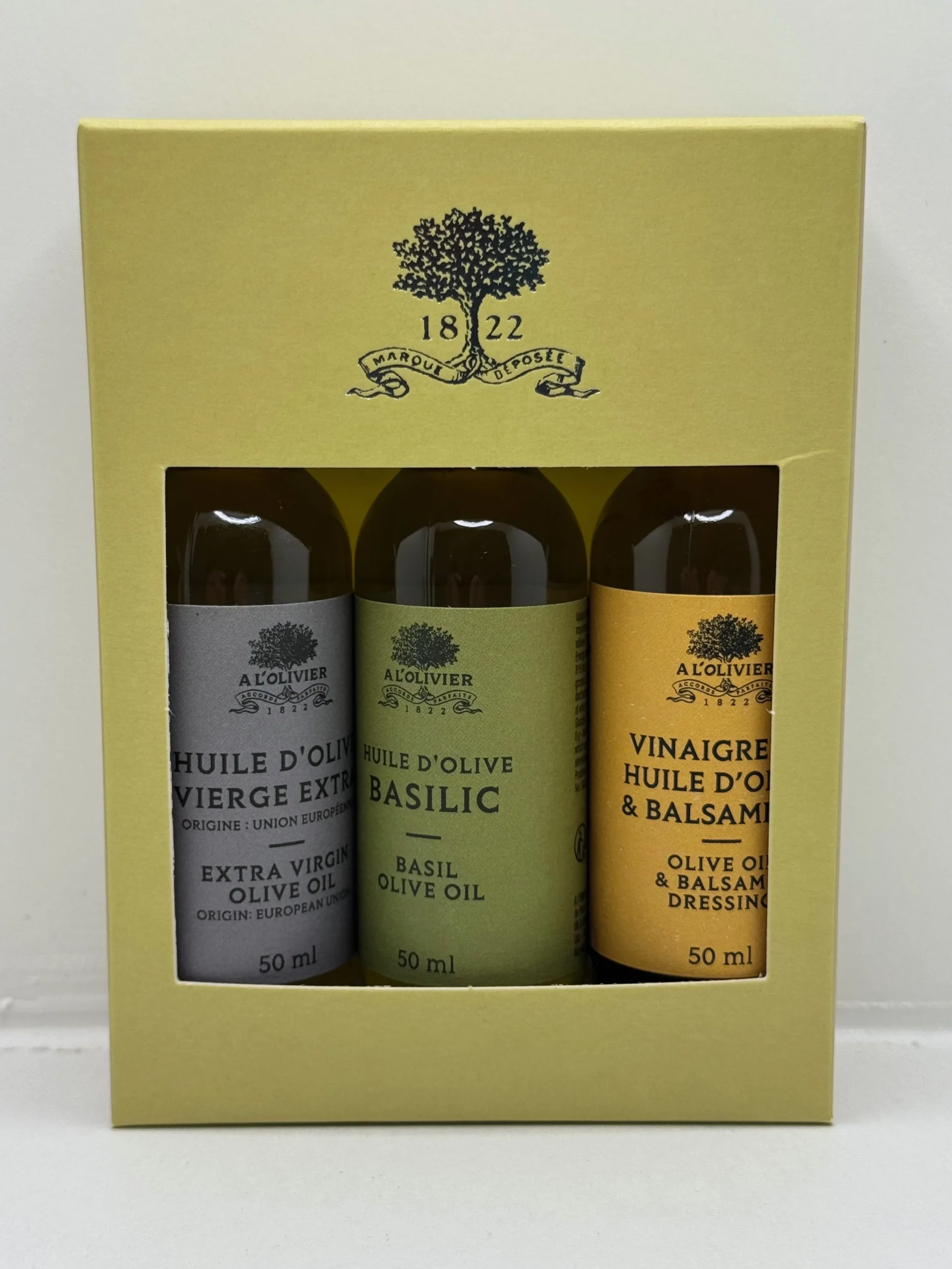 COFFRET HUILE D'OLIVE ET VINAIGRETTE X3 A L'OLIVIER