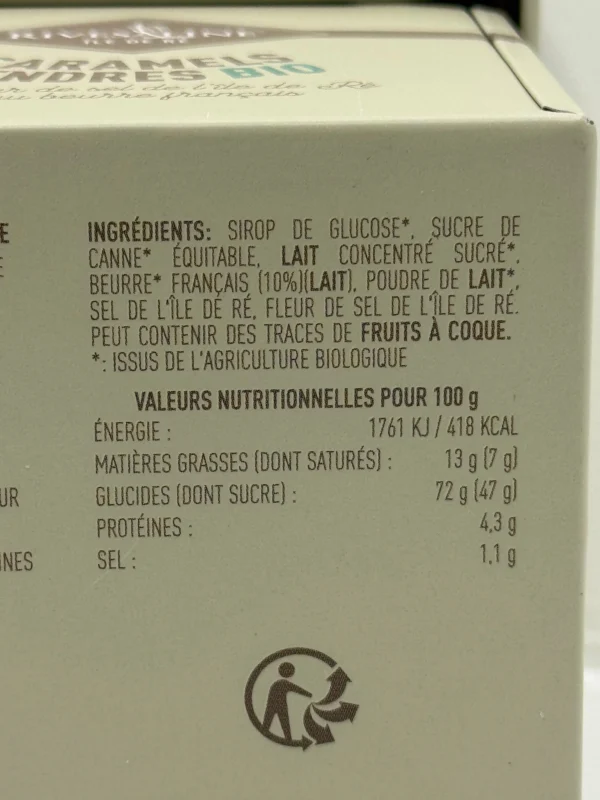 CARAMELS TENDRE BIO BOITE METAL 150G RIVESALINE – Image 2