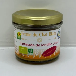 TARTINADE LENTILLE CORAIL CURRY LAIT DE COCO BIO FERME DU CHAT 90G