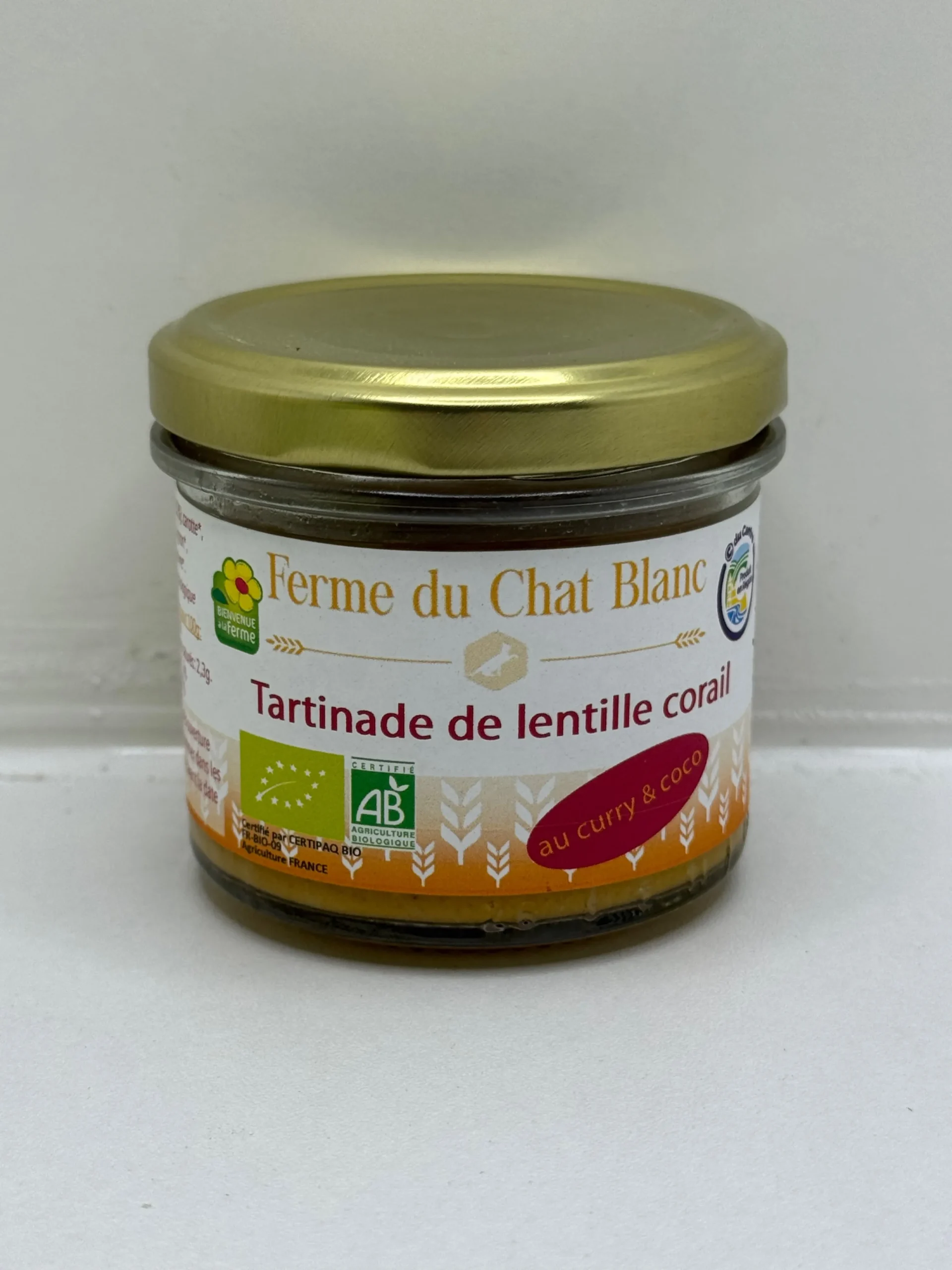 TARTINADE LENTILLE CORAIL CURRY LAIT DE COCO BIO FERME DU CHAT 90G