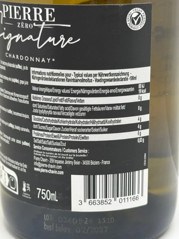 BLANC SIGNATURE SANS ALCOOL PIERRE ZERO 75CL – Image 2