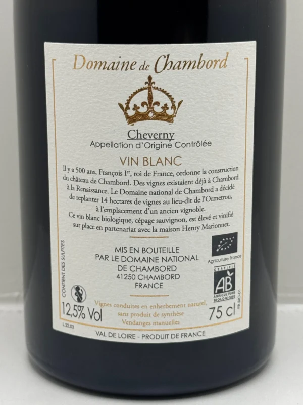 VIN BLANC AOP CHEVERNY 2022 CHÂTEAU DE CHAMBORD – Image 2