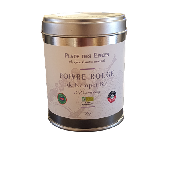 POIVRE ROUGE DE KAMPOT IGP BIO 50G PLACE DES ÉPICES