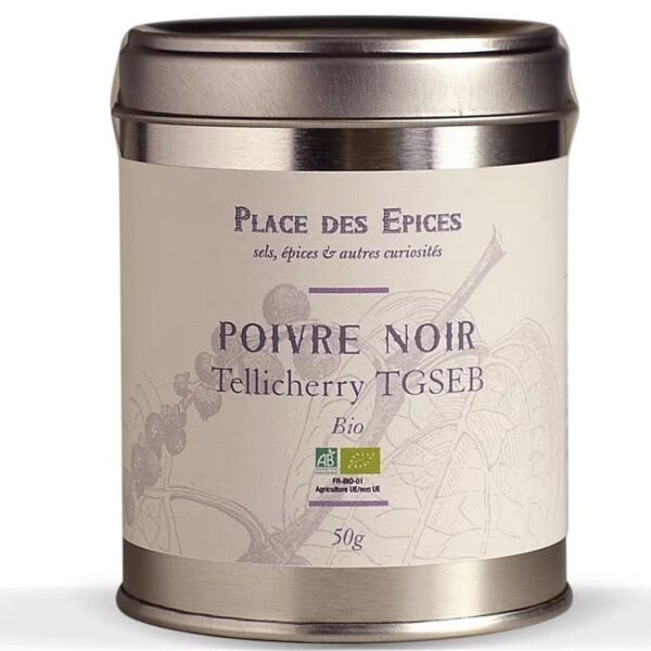 POIVRE NOIR DE TELLICHERRY BIO 50G PLACE DES ÉPICES