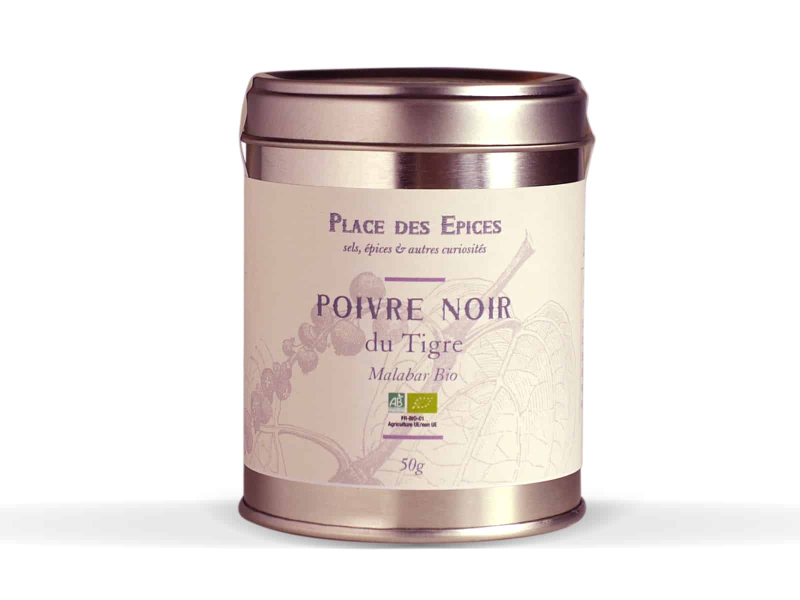 POIVRE NOIR DU TIGRE MALABAR BIO 50G PLACE DES ÉPICES