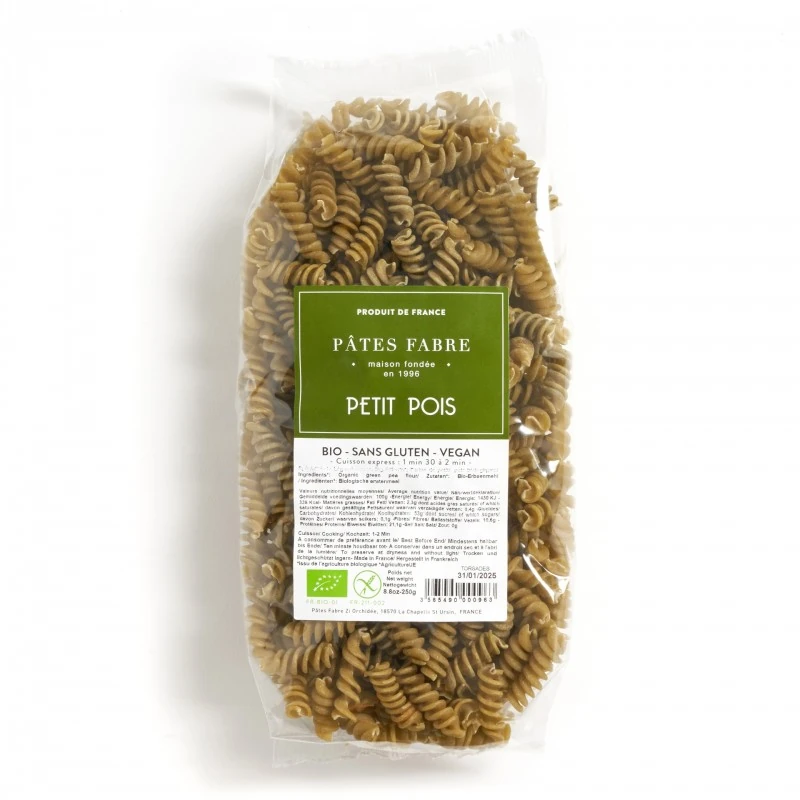 PÂTES BIO SANS GLUTEN TORSADES PETIT POIS FABRE 250g