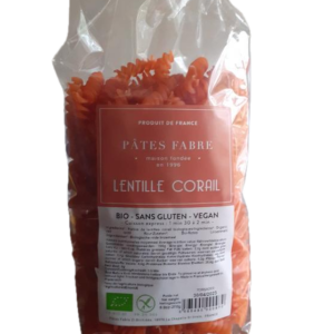 PATES BIO SANS GLUTEN LENTILLE CORAIL FABRE 250g