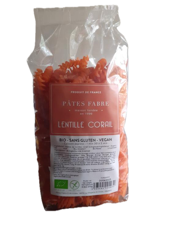 PATES BIO SANS GLUTEN LENTILLE CORAIL FABRE 250g