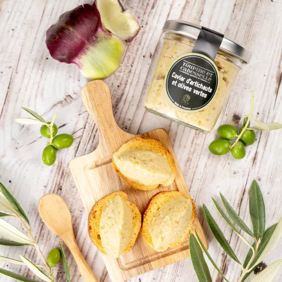 CAVIAR D'ARTICHAUD ET OLIVES VERTES 90G TOUPINE ET CABESSELLE