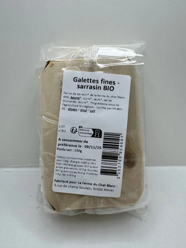 BISCUITS GALETTES SARRASIN BIO 150G LA FERME DU CHAT BLANC – Image 2