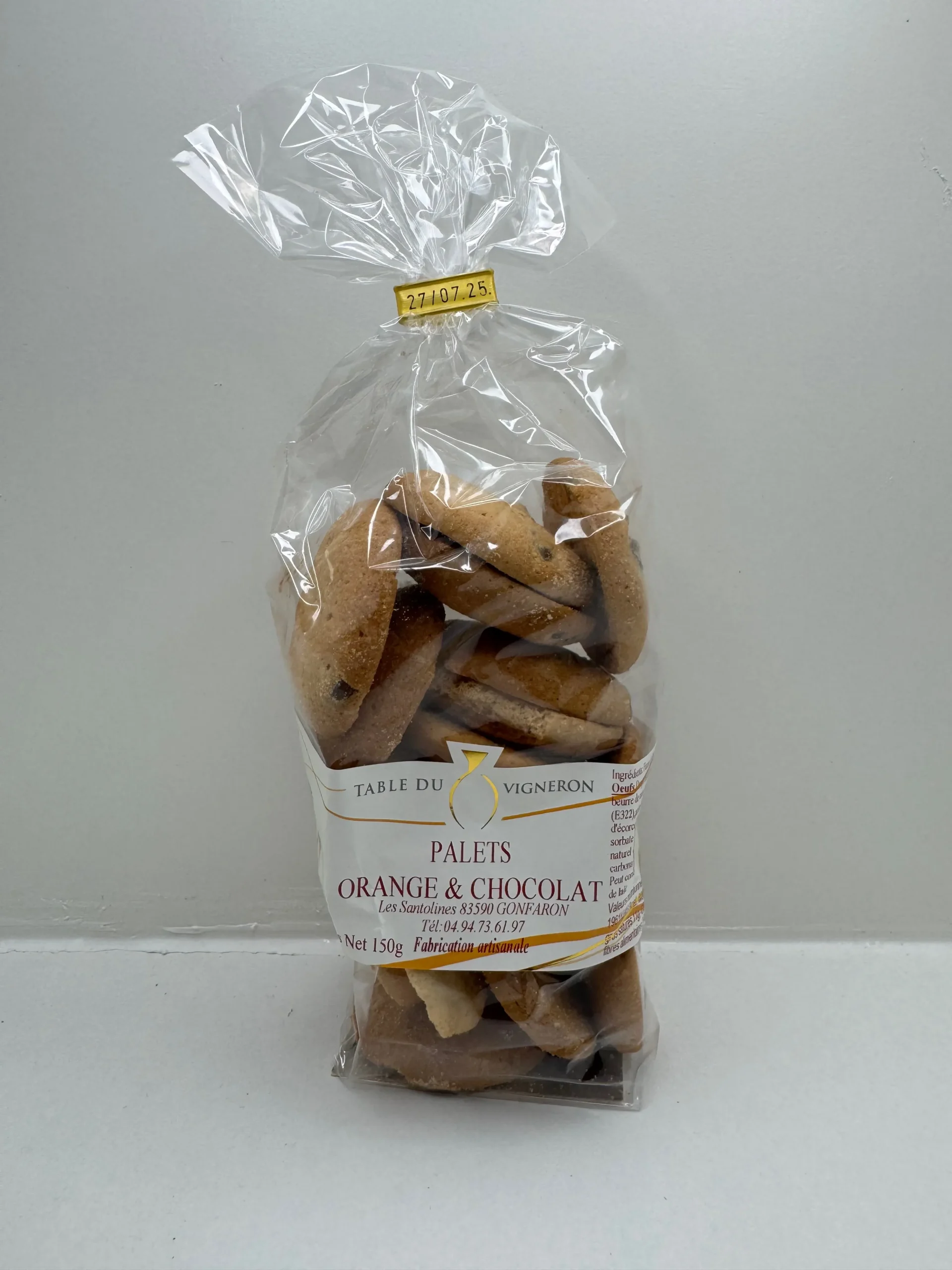 BISCUITS PALETS À L'ORANGE ET CHOCOLAT 150G LES SANTOLINES