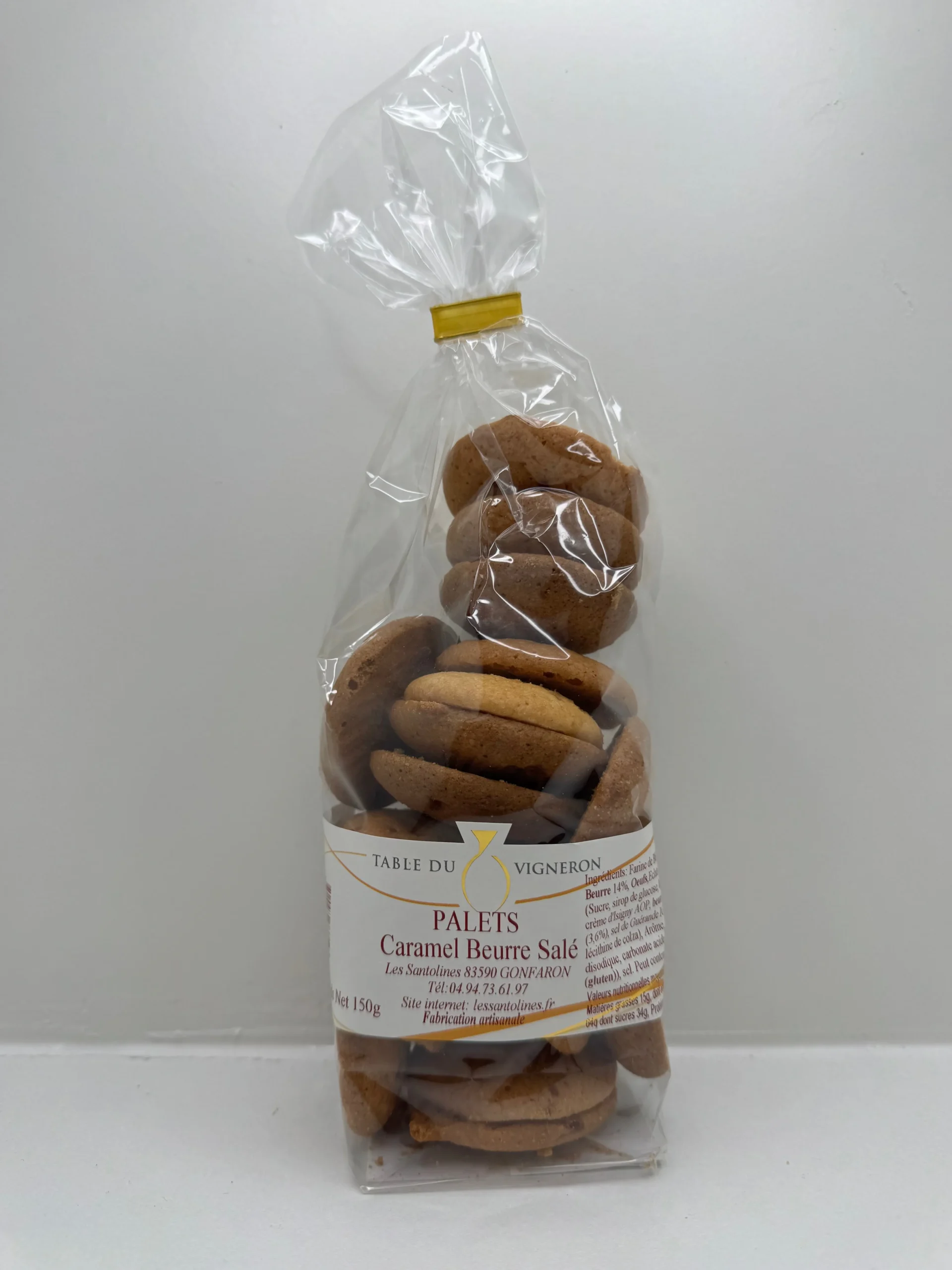 BISCUITS PALETS CARAMEL & BEURRE SALÉ 150G LES SANTOLINES