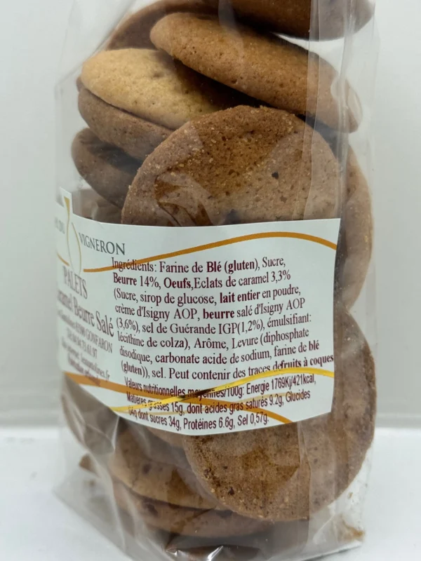 BISCUITS PALETS CARAMEL & BEURRE SALÉ 150G LES SANTOLINES – Image 2