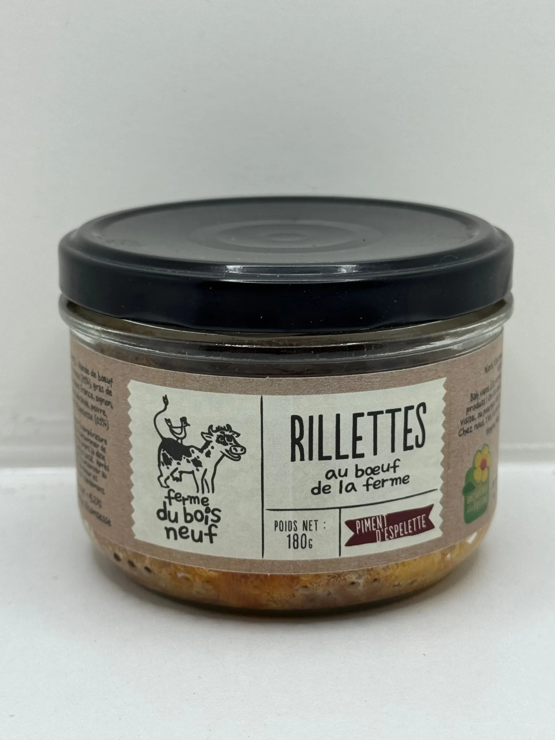 RILLETTES BOEUF PIMENT D'ESPELETTE 180G FERME DU BOIS NEUF