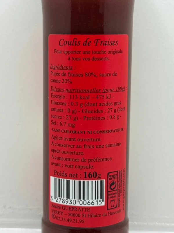 COULIS DE FRAISES 160G ANDRÉ GUEPRATTE – Image 2
