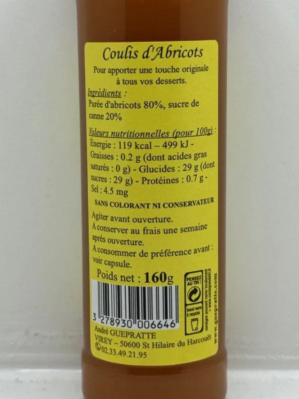 COULIS D'ABRICOT 160G ANDRÉ GUEPRATTE – Image 2