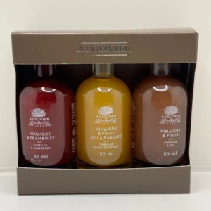 COFFRET VINAIGRE FRAMBOISE FIGUE PASSION A L'OLIVIER