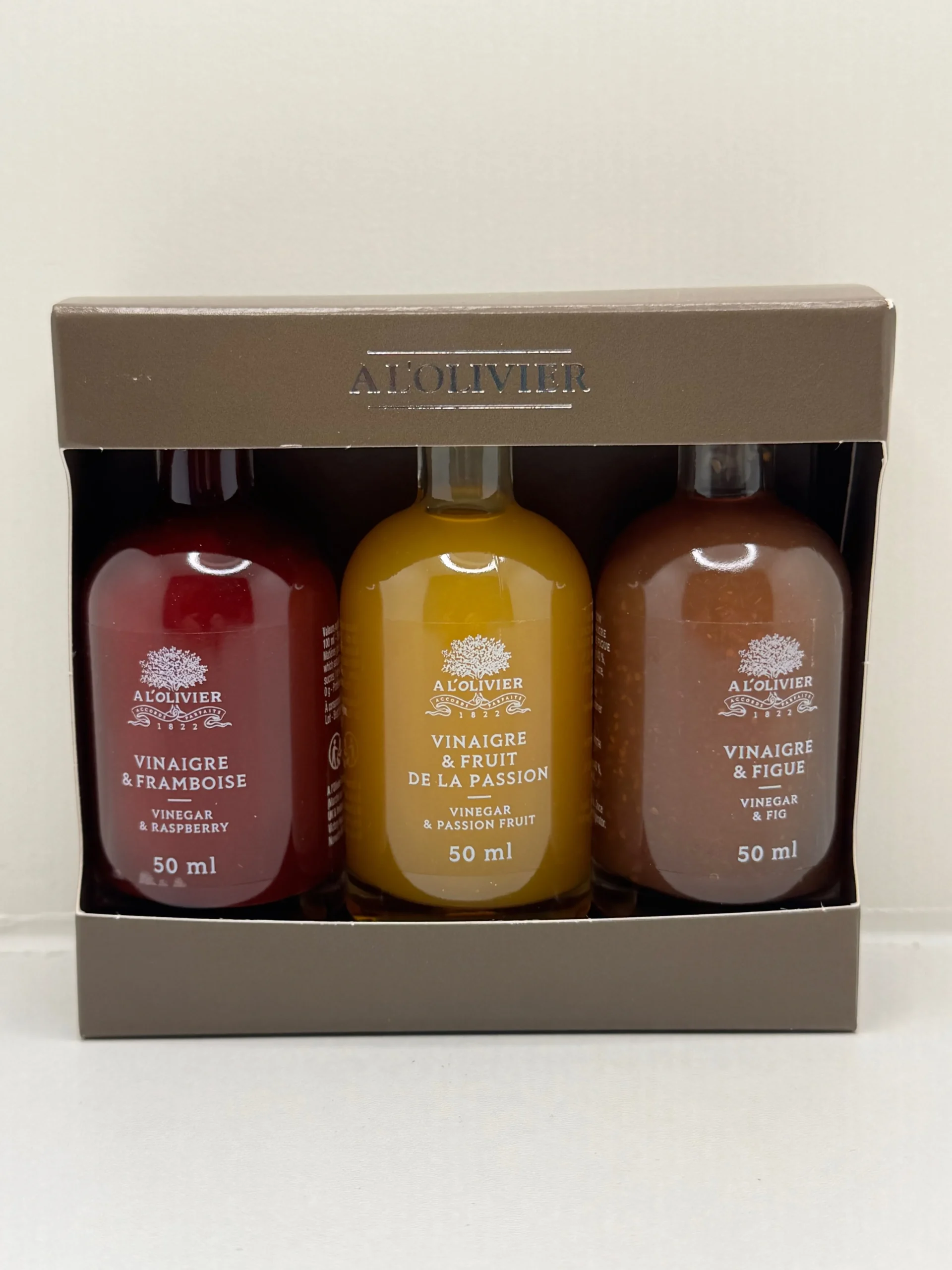 COFFRET VINAIGRE FRAMBOISE FIGUE PASSION A L'OLIVIER