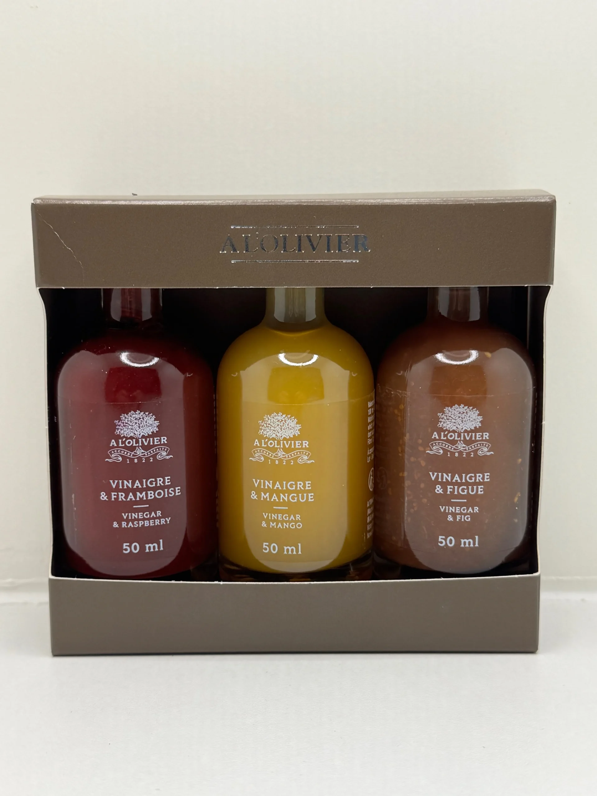 COFFRET VINAIGRE FRAMBOISE MANGUE FIGUE A L'OLIVIER