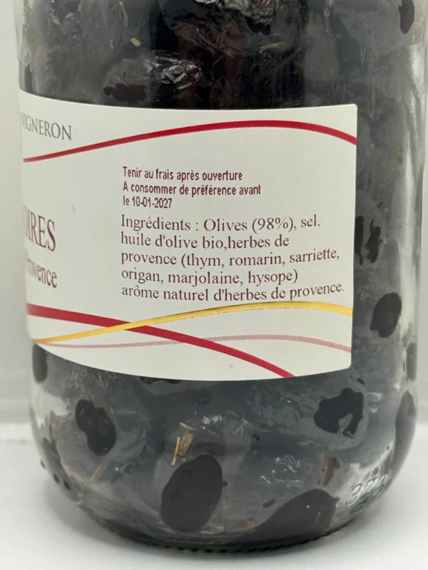 OLIVES NOIRES AUX HERBES DE PROVENCE 230G LES SANTOLINES – Image 2