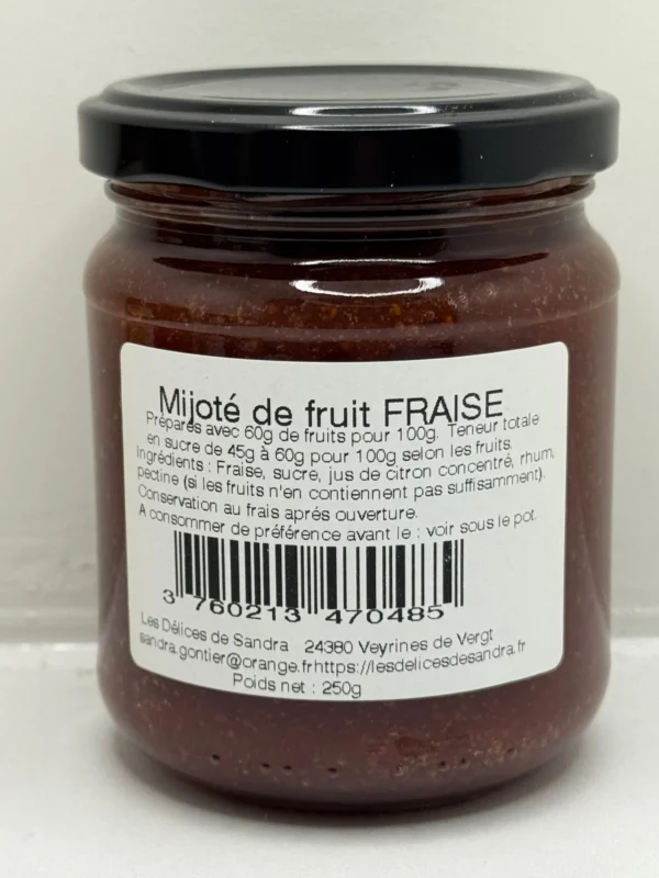 MIJOTÉS DE FRUITS FRAISE 250G LES DÉLICES DE SANDRA – Image 2