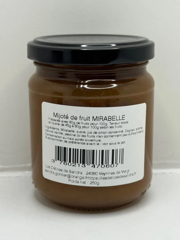 MIJOTÉS DE FRUITS MIRABELLE 250G LES DÉLICES DE SANDRA – Image 2
