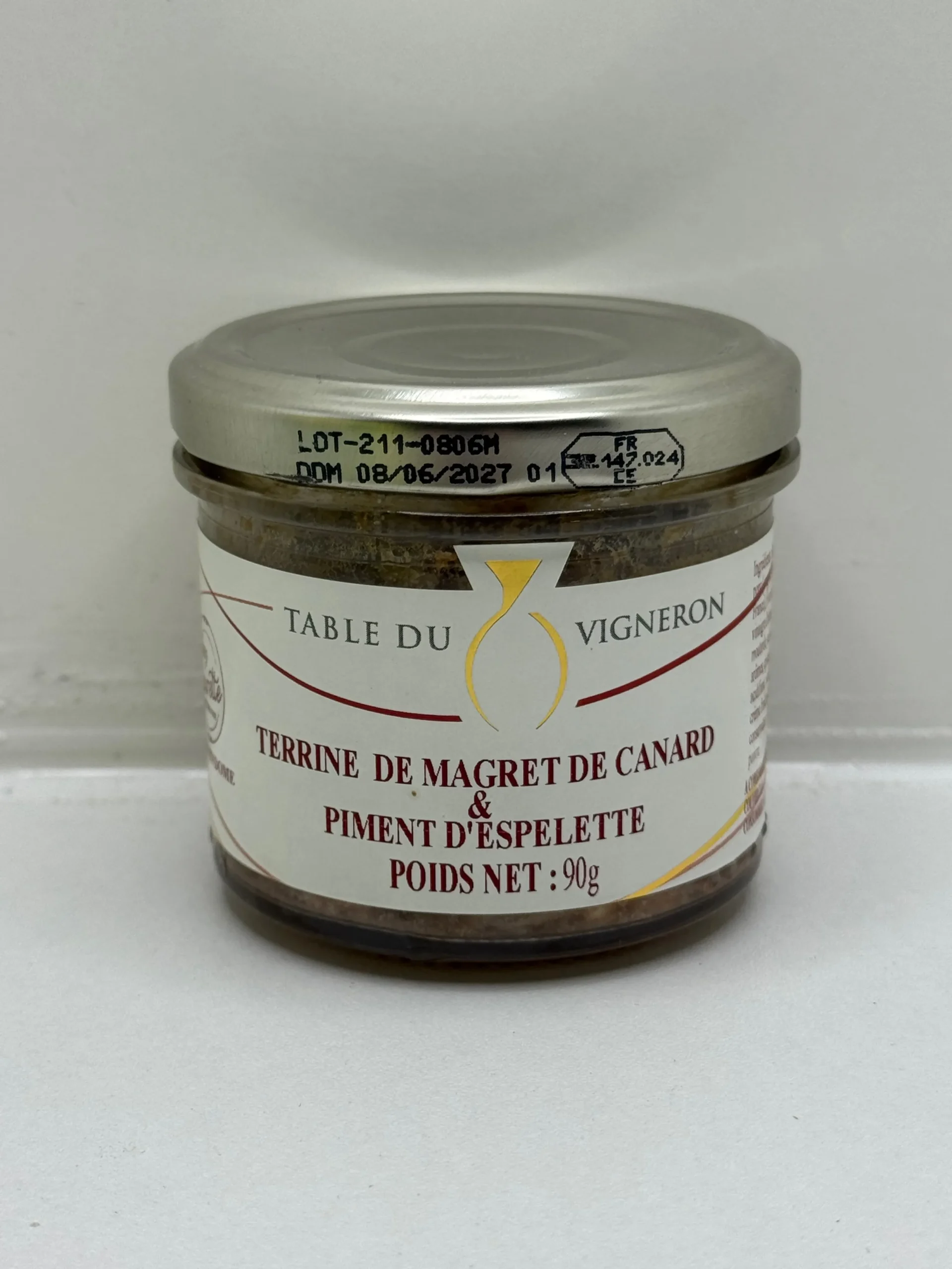 TERRINE AU MAGRET DE CANARD PIMENT D'ESPELETTE LES SANTOLINES 90G