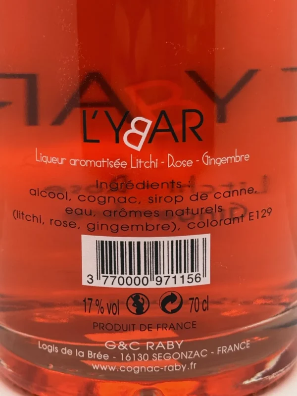 LIQUEUR LITCHI ROSE GINGEMBRE L'YBAR 17% 70CL G&C RABY – Image 2