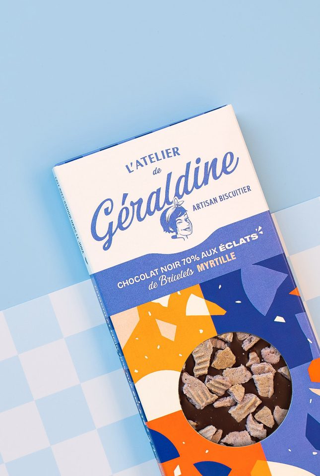 TABLETTE CHOCOLAT NOIR ECLATS BRICELETS MYRTILLE LA FABRIQUE DE GÉRALDINE