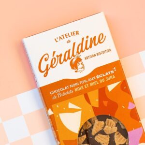 TABLETTE CHOCOLAT NOIR ECLATS BRICELETS NOIX & MIEL LA FABRIQUE DE GÉRALDINE