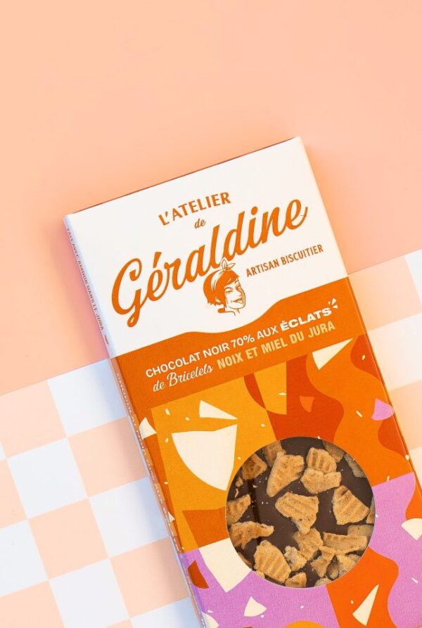 TABLETTE CHOCOLAT NOIR ECLATS BRICELETS NOIX & MIEL LA FABRIQUE DE GÉRALDINE