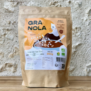 GRANOLA AUX FLOCONS D'AVOINE MIEL ET NOIX BIO 350G LA FERME DU CHAT BLANC