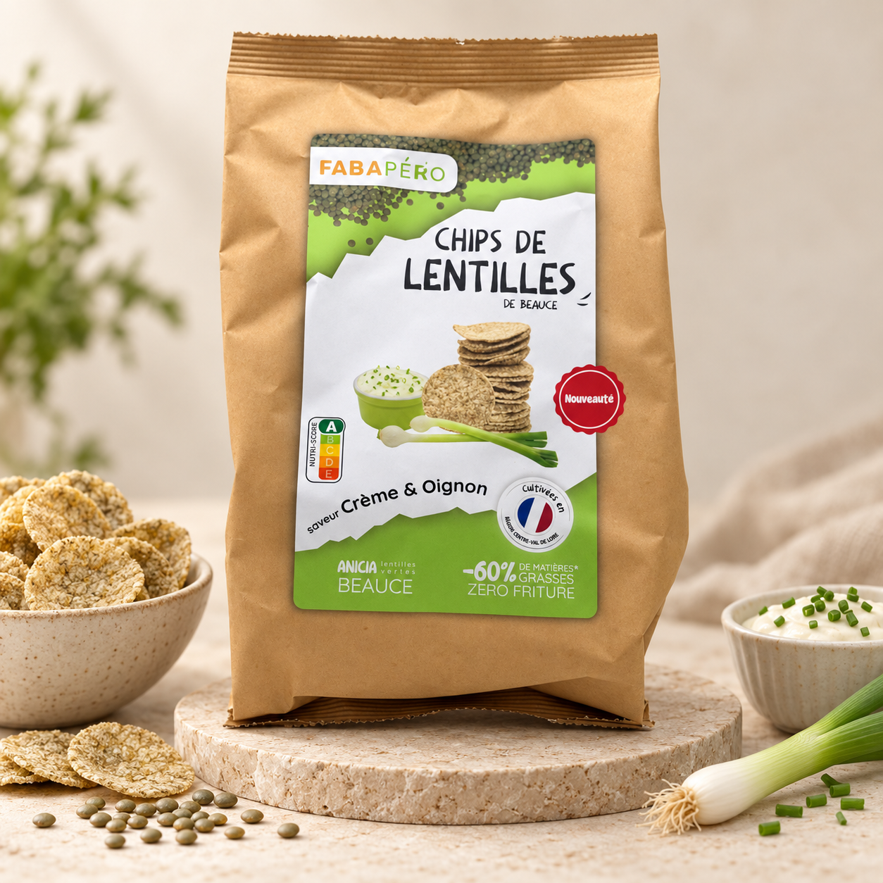 CHIPS DE LENTILLES CRÈME OIGNONS 75g FABAPÉRO