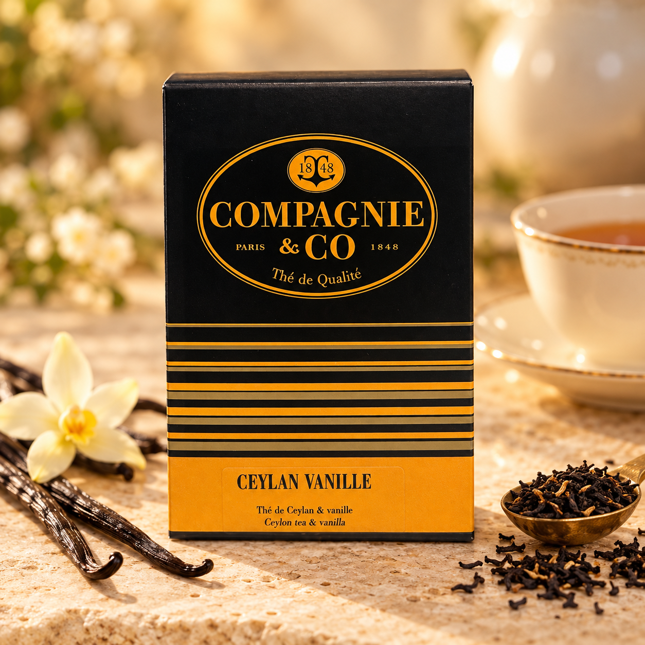 THÉ NOIR CEYLAN VANILLE 25 SACHETS 50G COMPAGNIE COLONIALE
