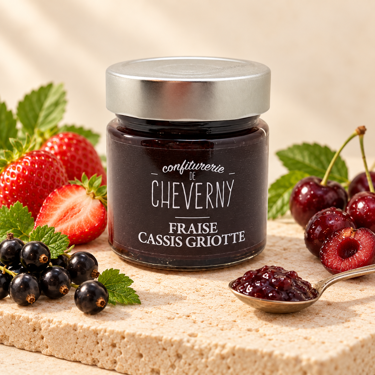 CONFITURE CASSIS FRAISE GRIOTTE BIO 280G LA CONFITURERIE DE CHEVERNY