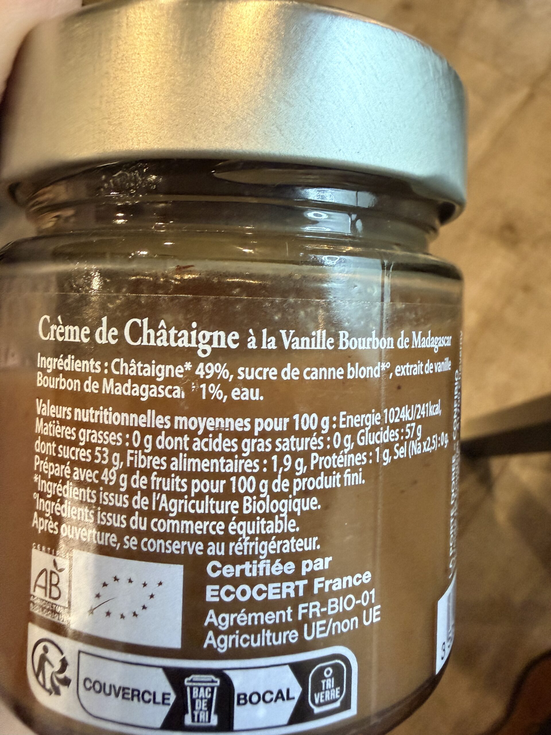 CRÊME DE CHATAÎGNE VANILLE DE MADAGASCAR BIO 280G LA CONFITURERIE DE CHEVERNY – Image 2