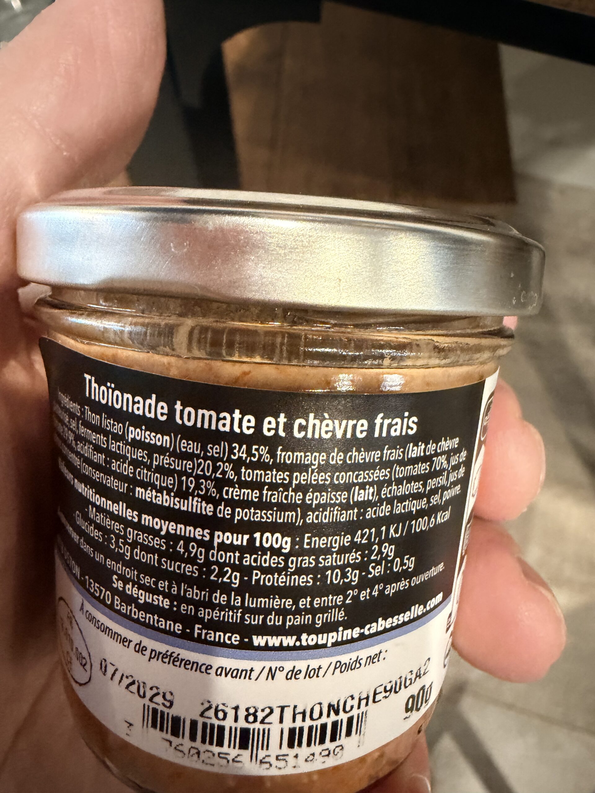 THOIONADE TOMATE CHÈVRE FRAIS 90G TOUPINE ET CABESSELLE – Image 3