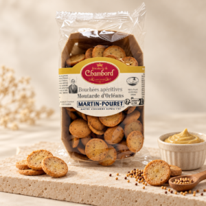 BOUCHÉES APÉRITIVES MOUTARDE D'ORLÉANS MARTIN POURET 100G LA BISCUITERIE DE CHAMBORD