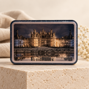 BOÎTE MÉTAL BLEU BLANC ROUGE PALETS SOLOGNOTS 240G BISCUITERIE DE CHAMBORD