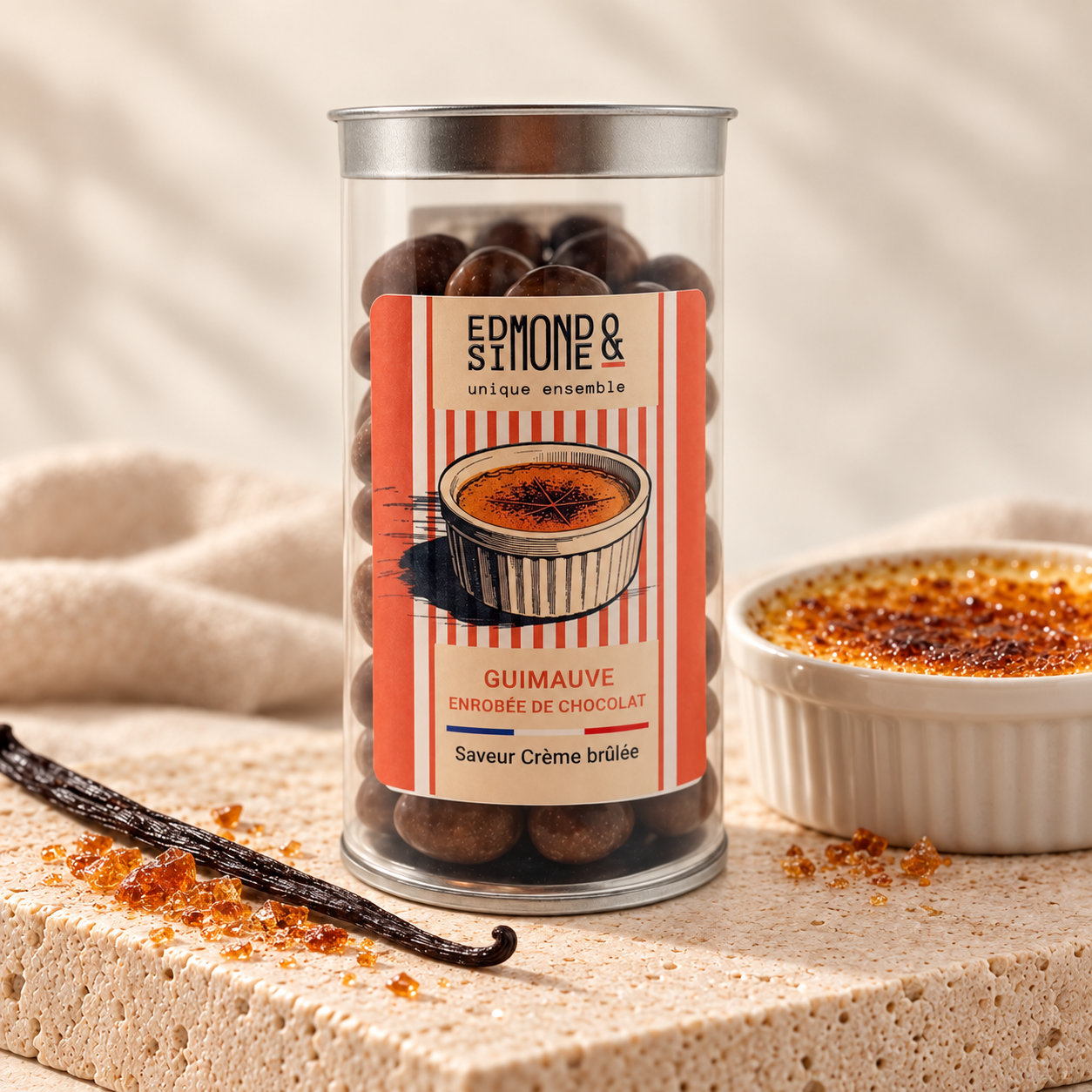 GUIMAUVE ENROBÉE CHOCOLAT SAVEUR CRÊME BRÛLÉE 200G EDMOND ET SIMONE